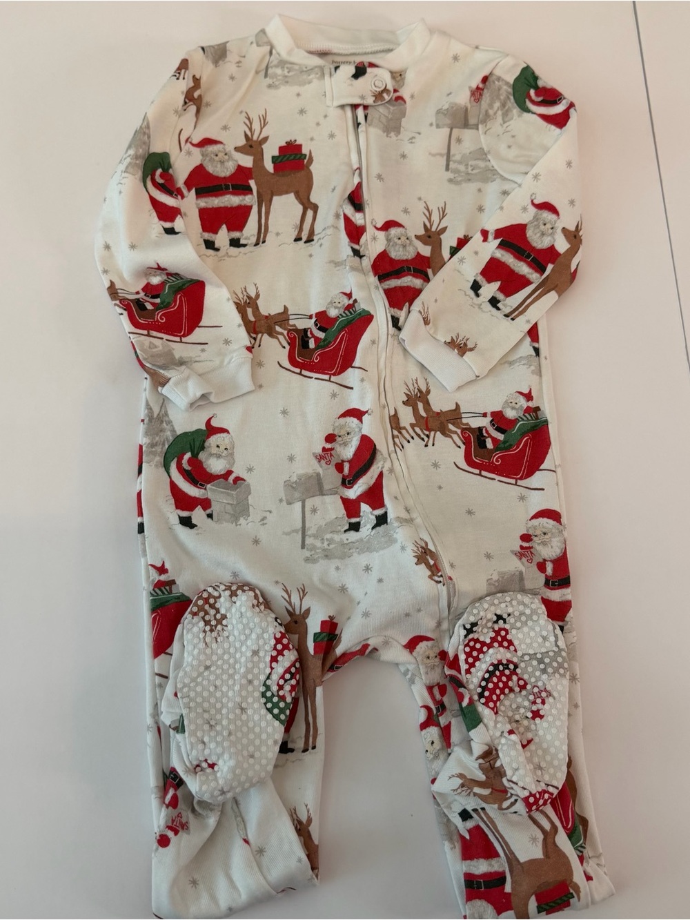 Pottery Barn Kids Santa Reindeer Christmas Holiday Footie Pajamas 18-24M